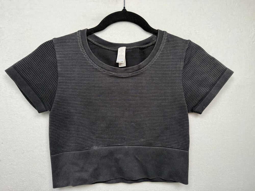 OFFLINE by Aerie Gray Ribbed Seamless Crop Top, Size Small